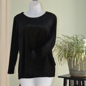 Black Long Sleeved Velvet Top